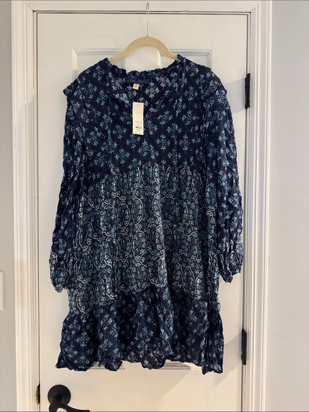 Francesca's Collections Navy Blue Printed Mini Dress